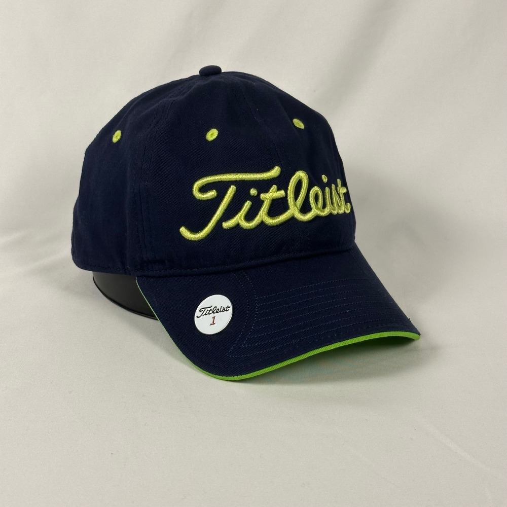 Titleist New Era Golf Hat Navy Blue Green Ball Marker Embroidered Strapback Cap